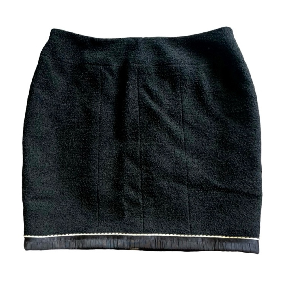 Vtg Chanel Boutique Black Wool Straight Skirt Women's Size 44